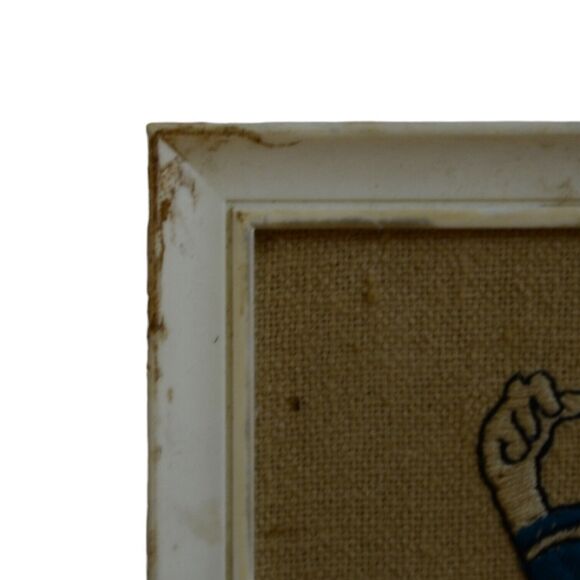 VTG Walt Disney 1960s Donald Duck Hopsack Embroidery Framed 5 7/8"x8" READ! - Picture 5 of 7